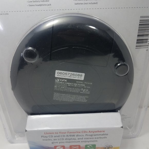 GPX Personal CD Player CD CD-R/RW Includes Stereo Earbuds PC101B New Sealed - Picture 4 of 5